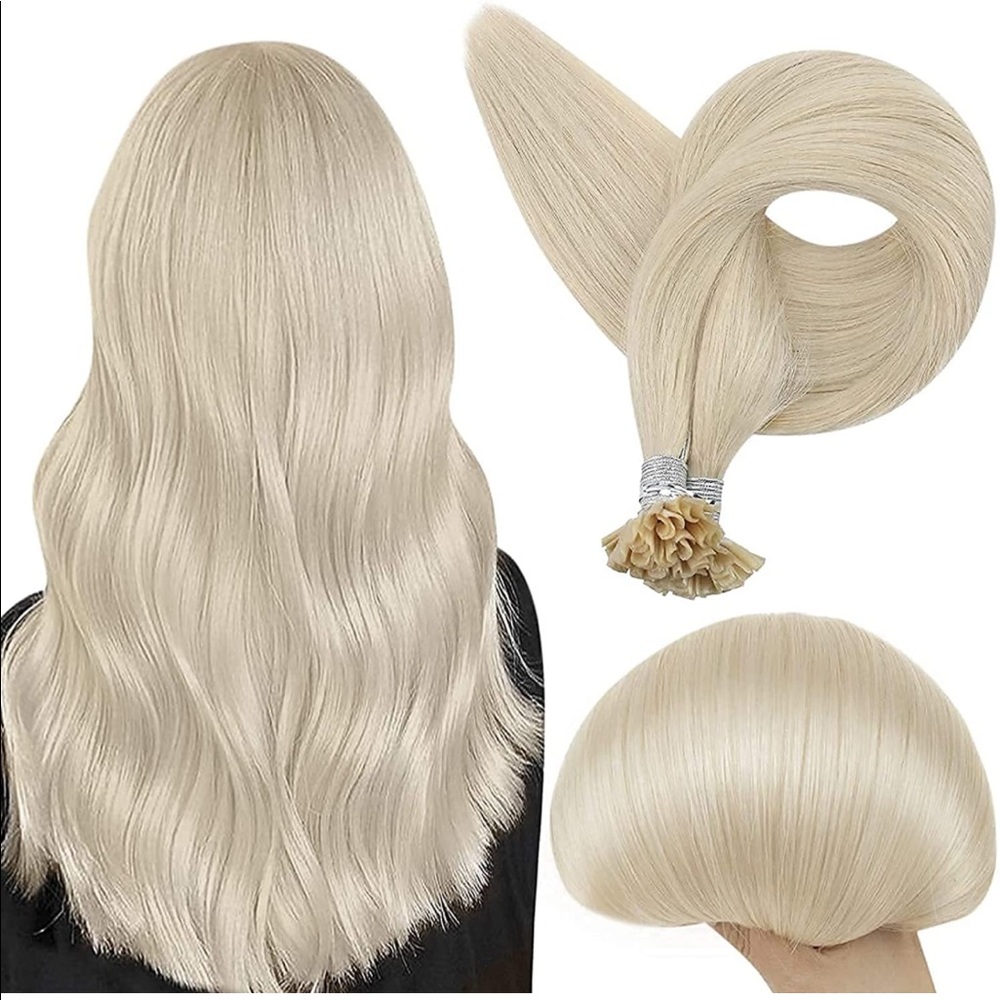 Full Shine Fusion Hair Extensions U Tip 20 Inch Color 60 Platinum Blonde